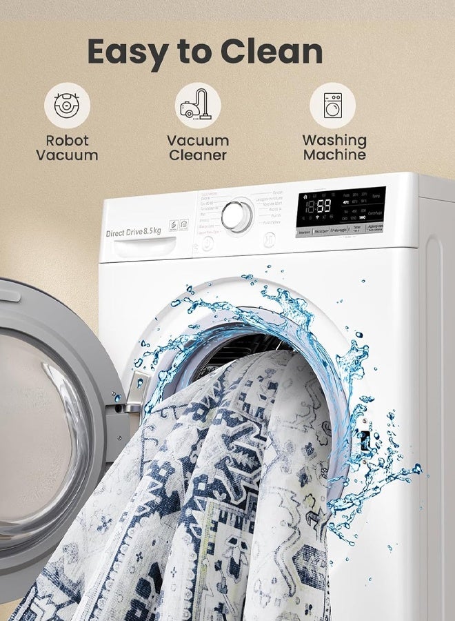 Optico Area Rugs for Living Room, Machine Washable Non Slip Vintage Rugs, Vintage Non-Slip Thin Large Size Area Rug Low Pile Lightweight Chenille Print Rug for Bedroom, Dining Room, Home Office - Image 5